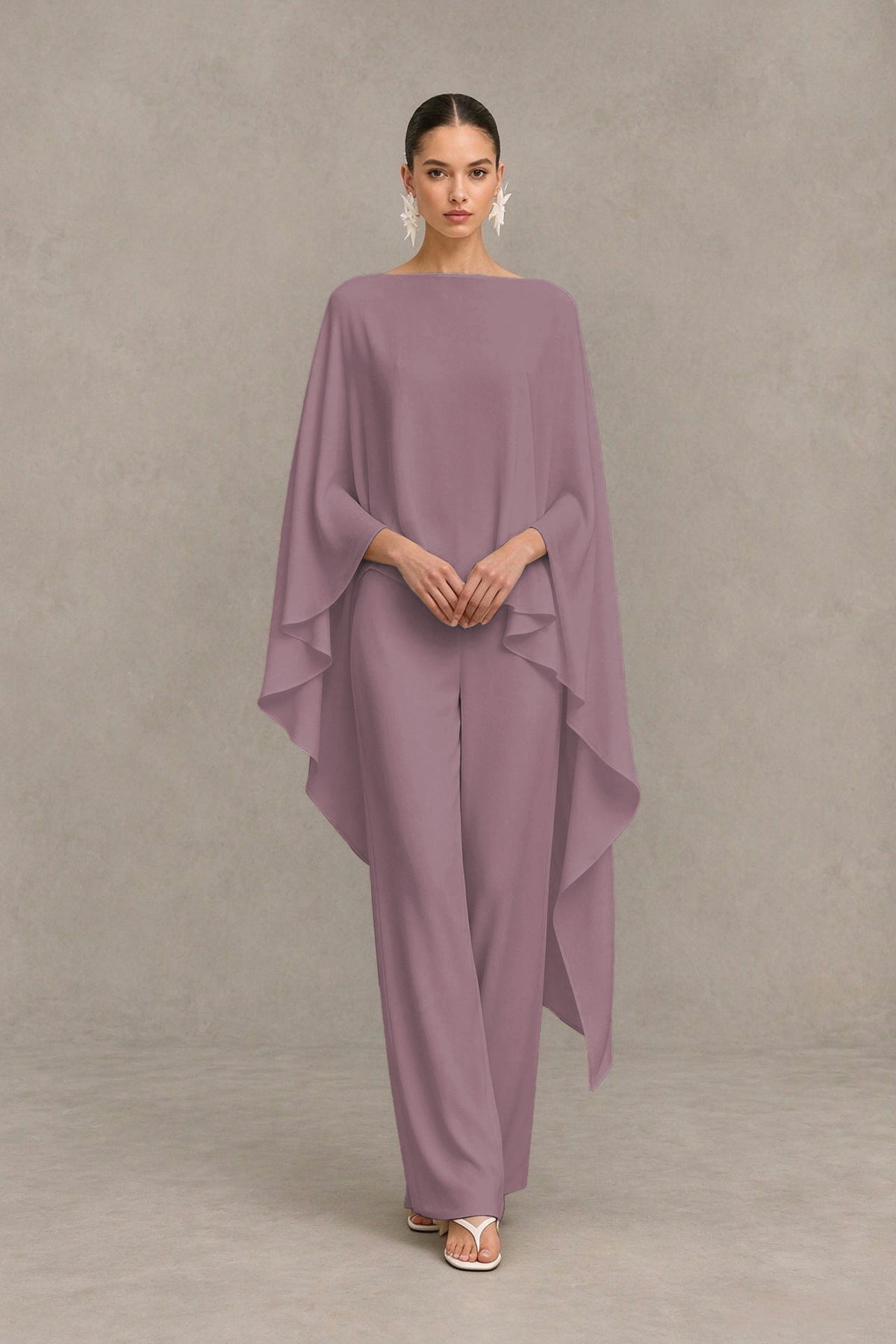 BOLODOO Wisteria Cape Sleeve Wide-Leg Formal Pantsuit - Wisteria - Wisteria_04