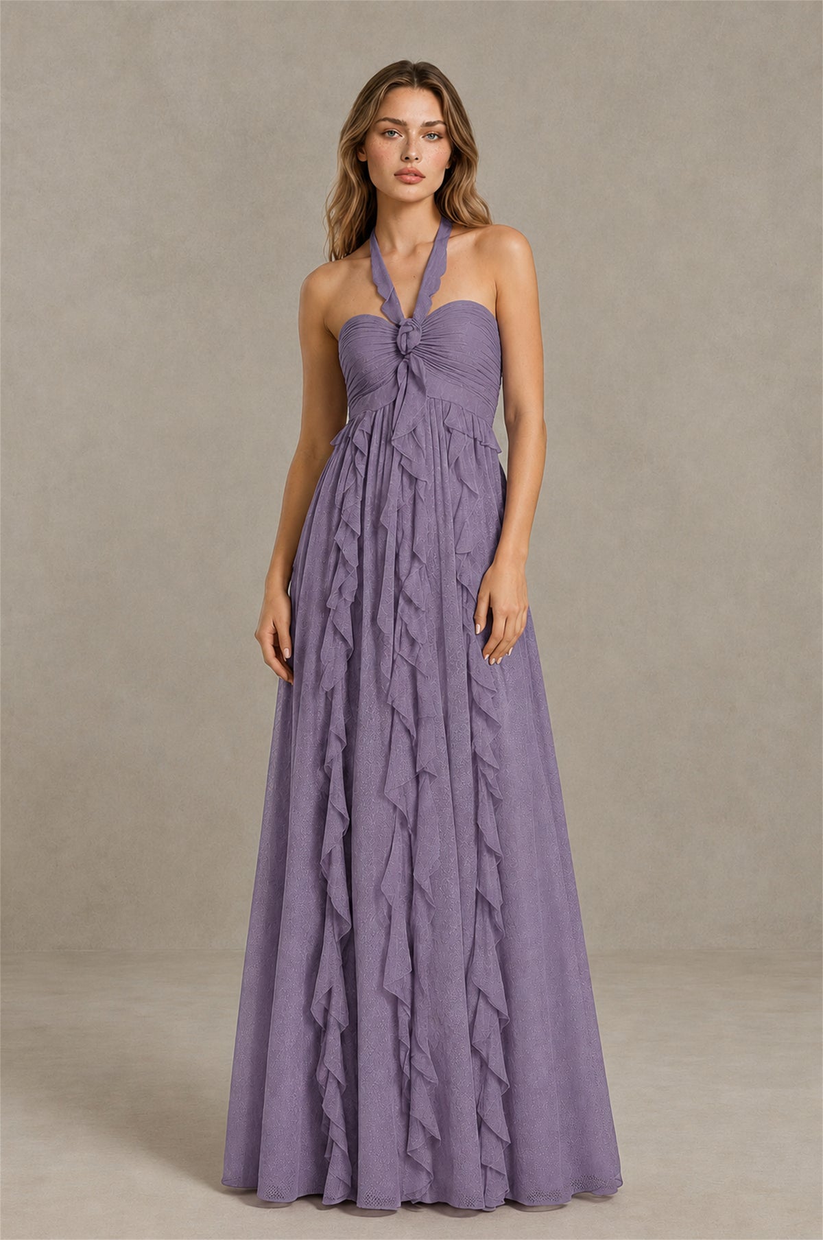 BOLODOO Wisteria Halter Ruffle A-Line Floor-Length Evening Dress - Wisteria - Wisteria_1