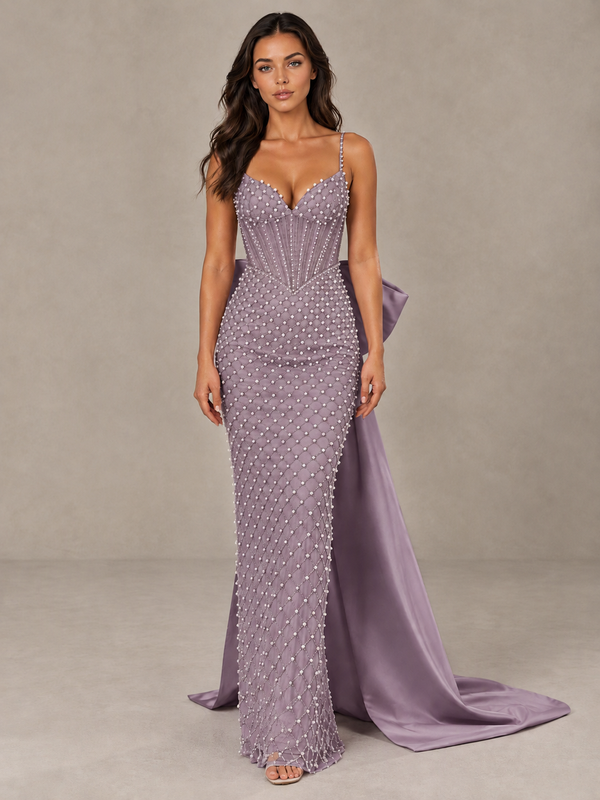 BOLODOO Wisteria Beaded Corset Prom Dress with Bow Train - Wisteria - Wisteria_1