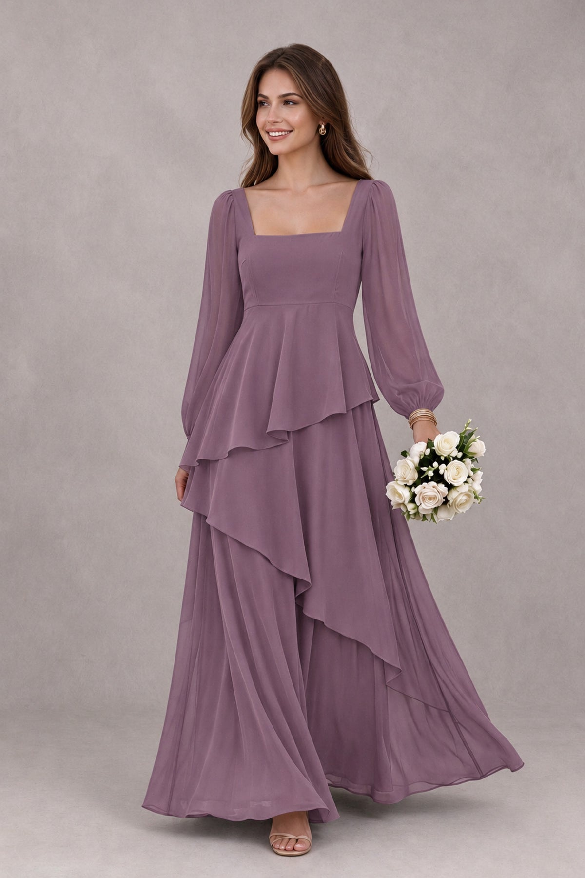 BOLODOO Wisteria Long Sleeve Ruffle Bridesmaid Dresses - Wisteria - Wisteria_1