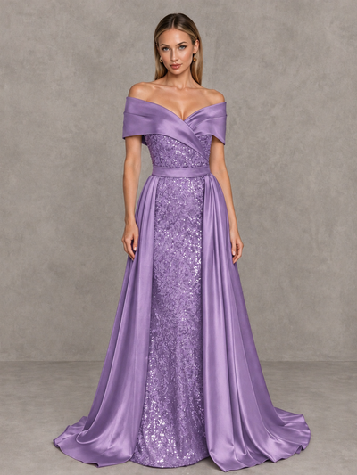 BOLODOO Wisteria Sequin Mermaid Evening Dress with Detachable Satin Overskirt and Sweep Train - Wisteria - Wisteria_1