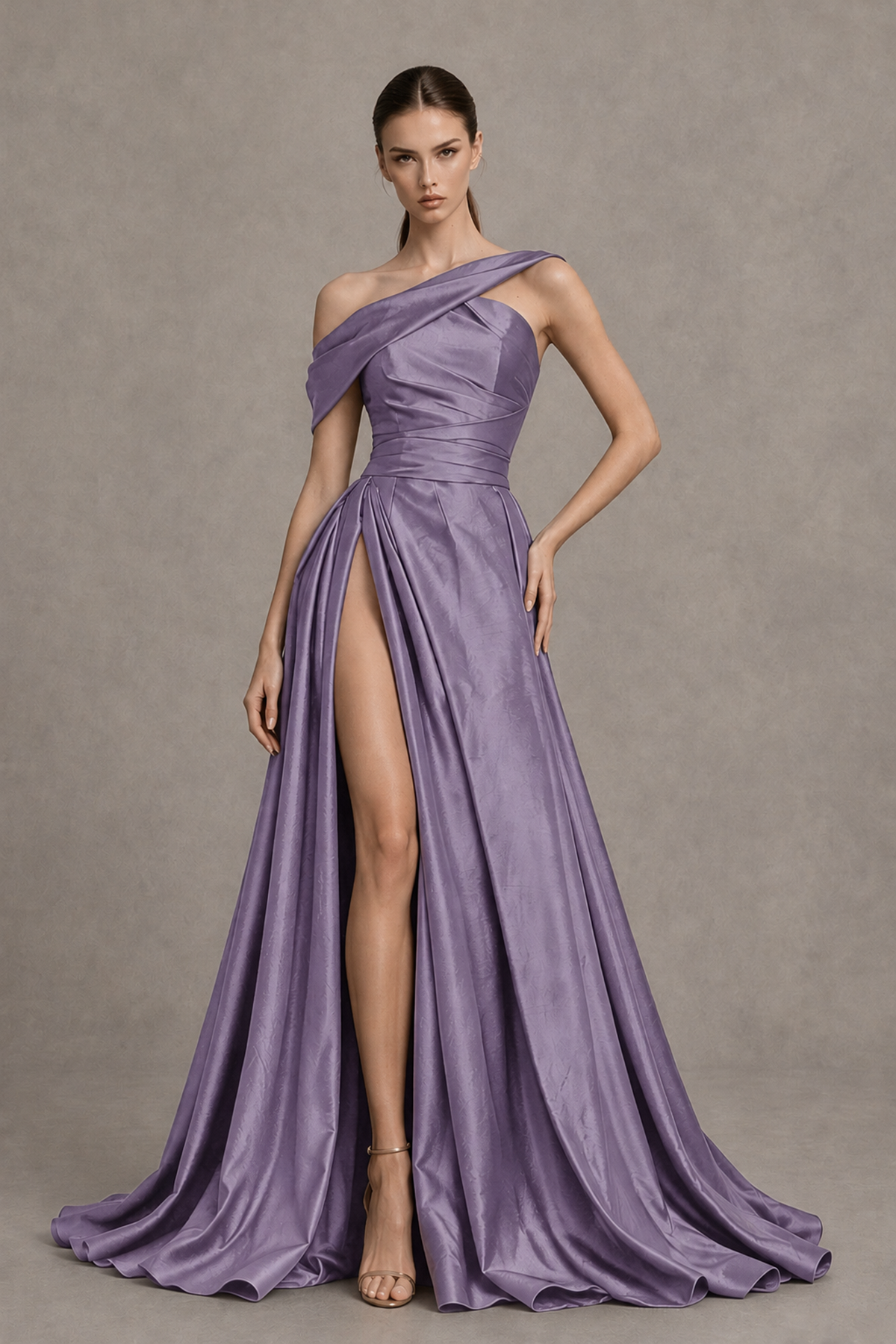 BOLODOO Wisteria Asymmetric Satin-Look A-Line Prom Dress with High Slit - Wisteria - Wisteria_1