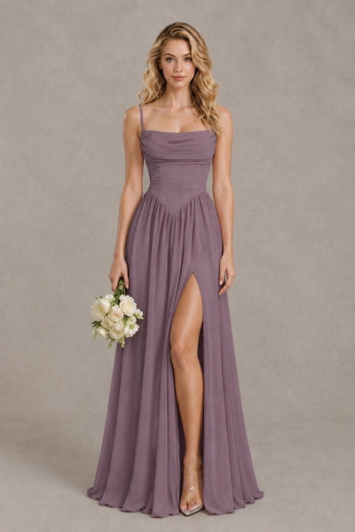 BOLODOO Wisteria Spaghetti Strap A-Line Bridesmaid Dress with Slit - Wisteria - Wisteria_1