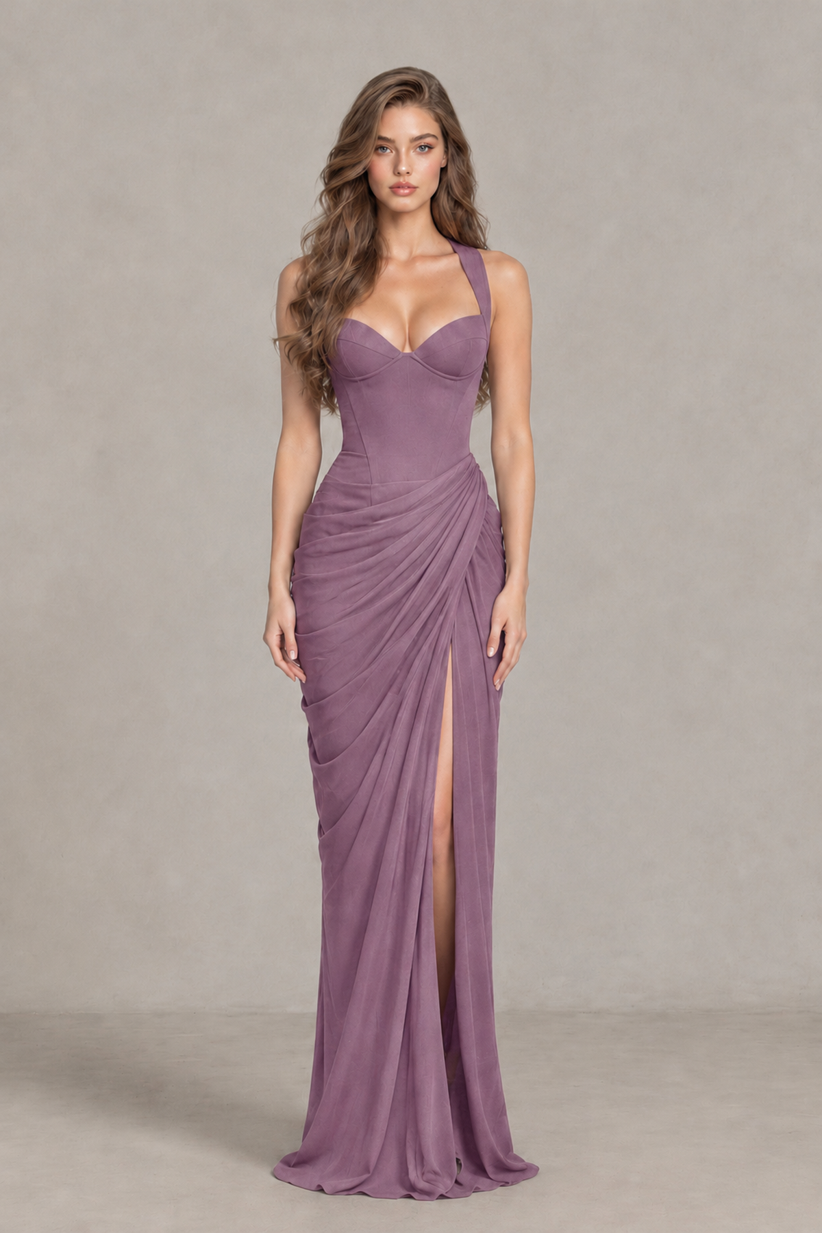BOLODOO Wisteria Sweetheart Maxi Dress with High Slit - Wisteria - Wisteria_1