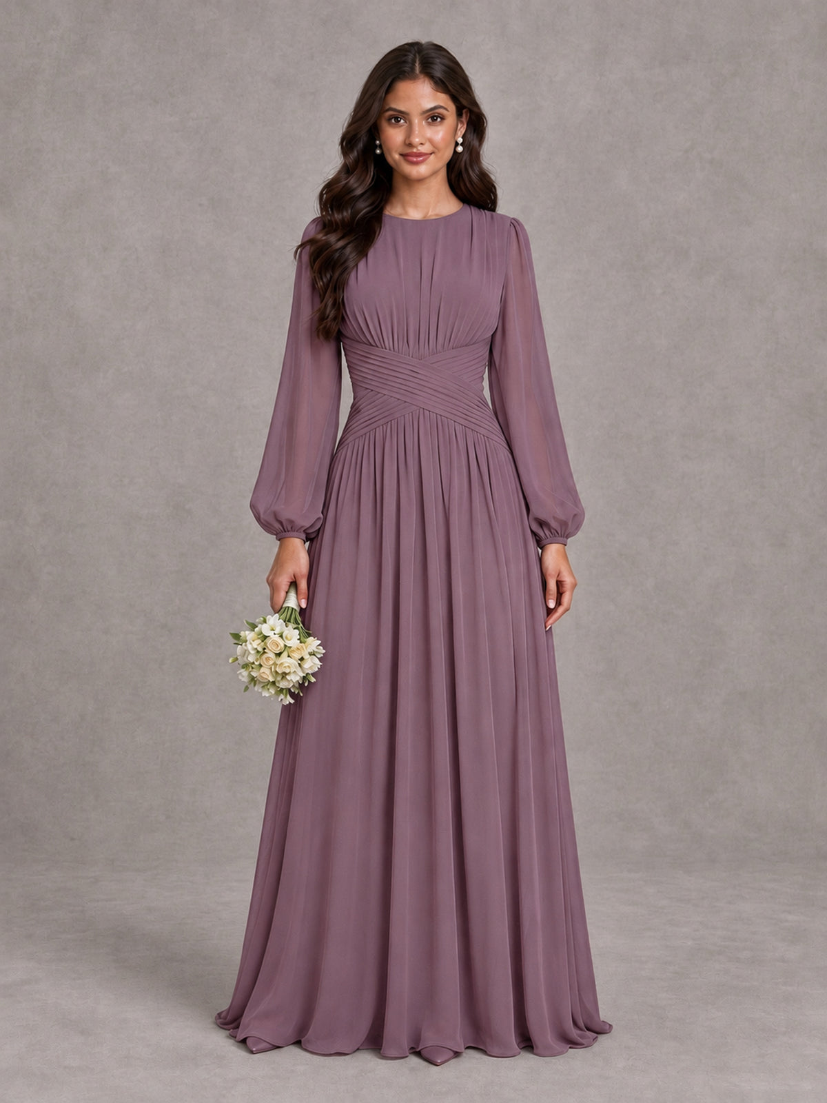 BOLODOO Wisteria Long Sleeve A-Line Bridesmaid Dress - Wisteria - Wisteria_1