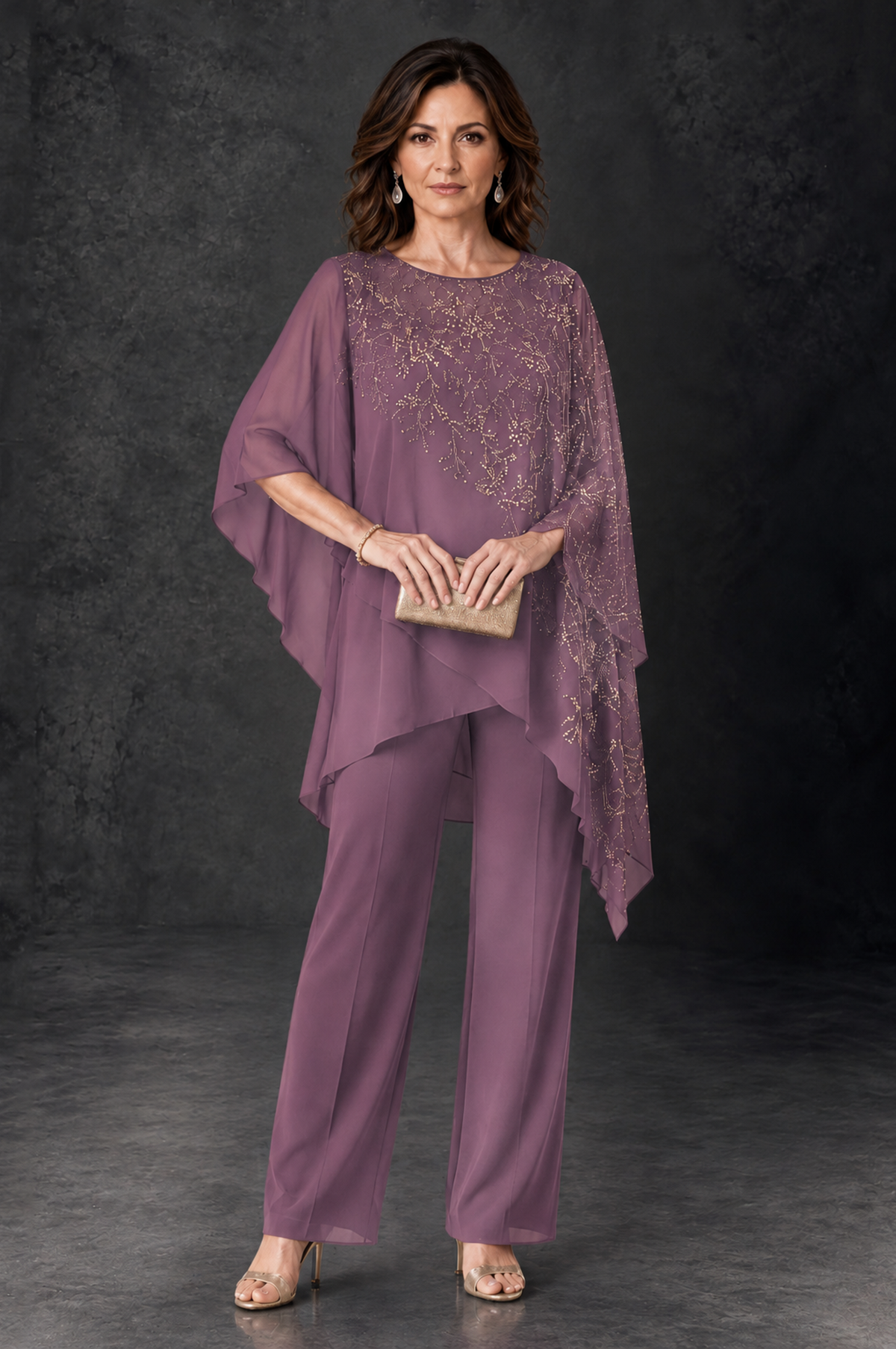 BOLODOO Wisteria Embellished Cape Pant Suit for Mother of the Bride - Wisteria - Wisteria_1