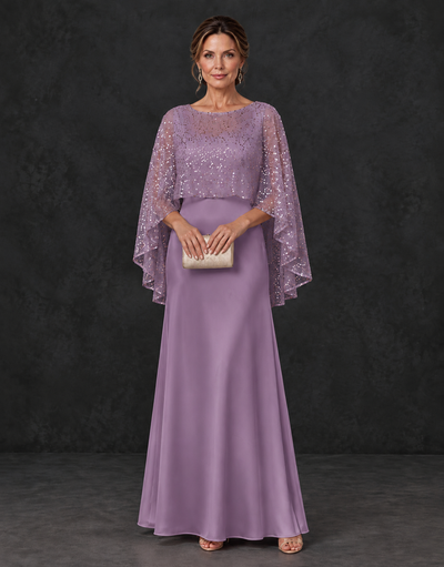 BOLODOO Wisteria Sparkle Cape Sleeve Mother of the Bride Dress - Wisteria - Wisteria_1
