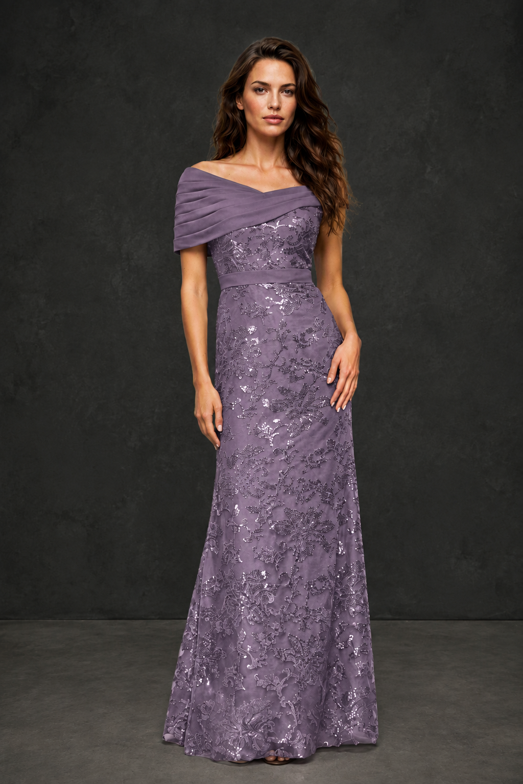 BOLODOO Wisteria Off-Shoulder Sequin Lace Mermaid Evening Gown | Mother of the Bride Formal Dress - Wisteria