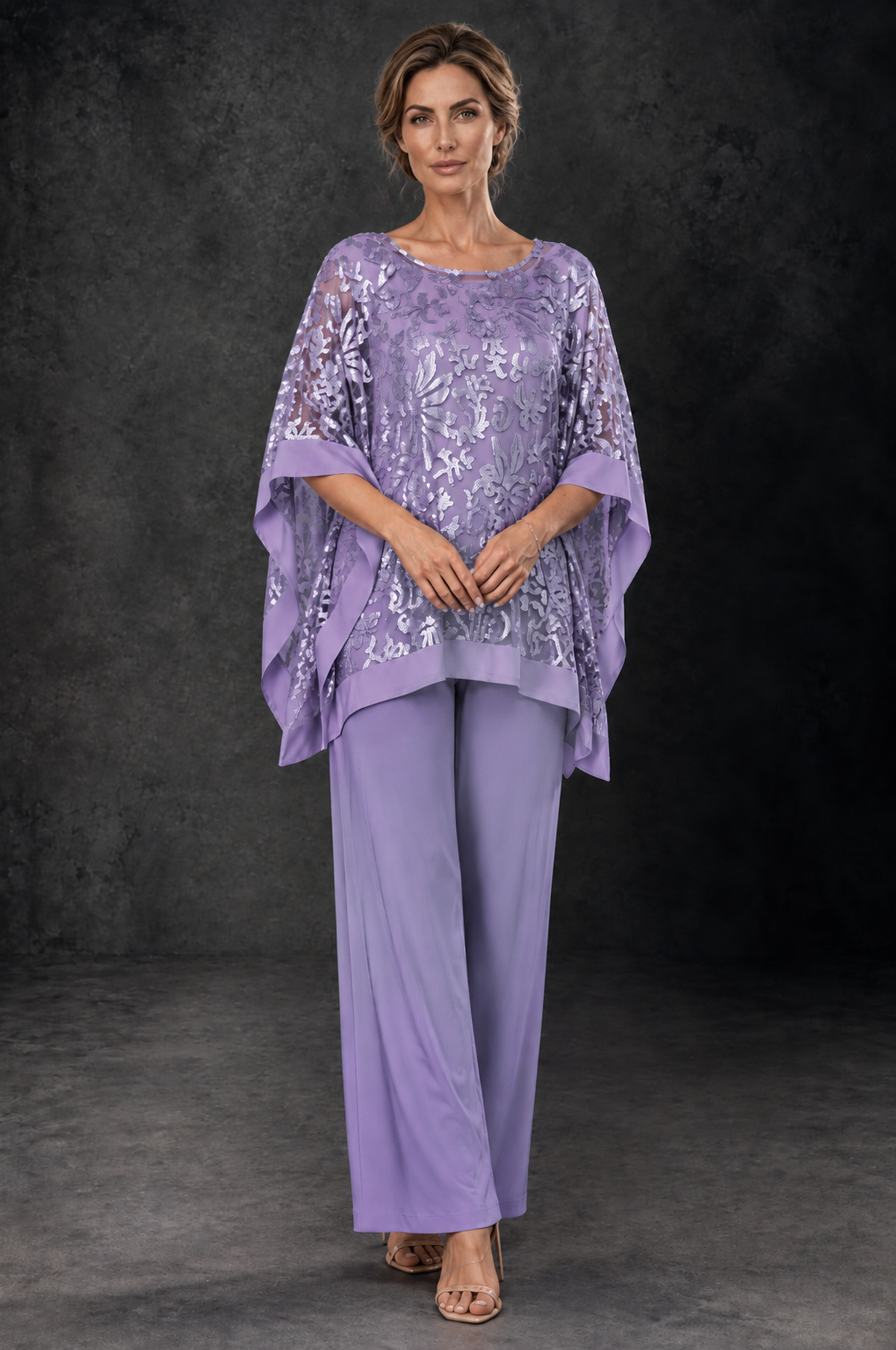 BOLODOO Wisteria Floral Cape Mother of the Bride Pant Suit - Wisteria - Wisteria_1
