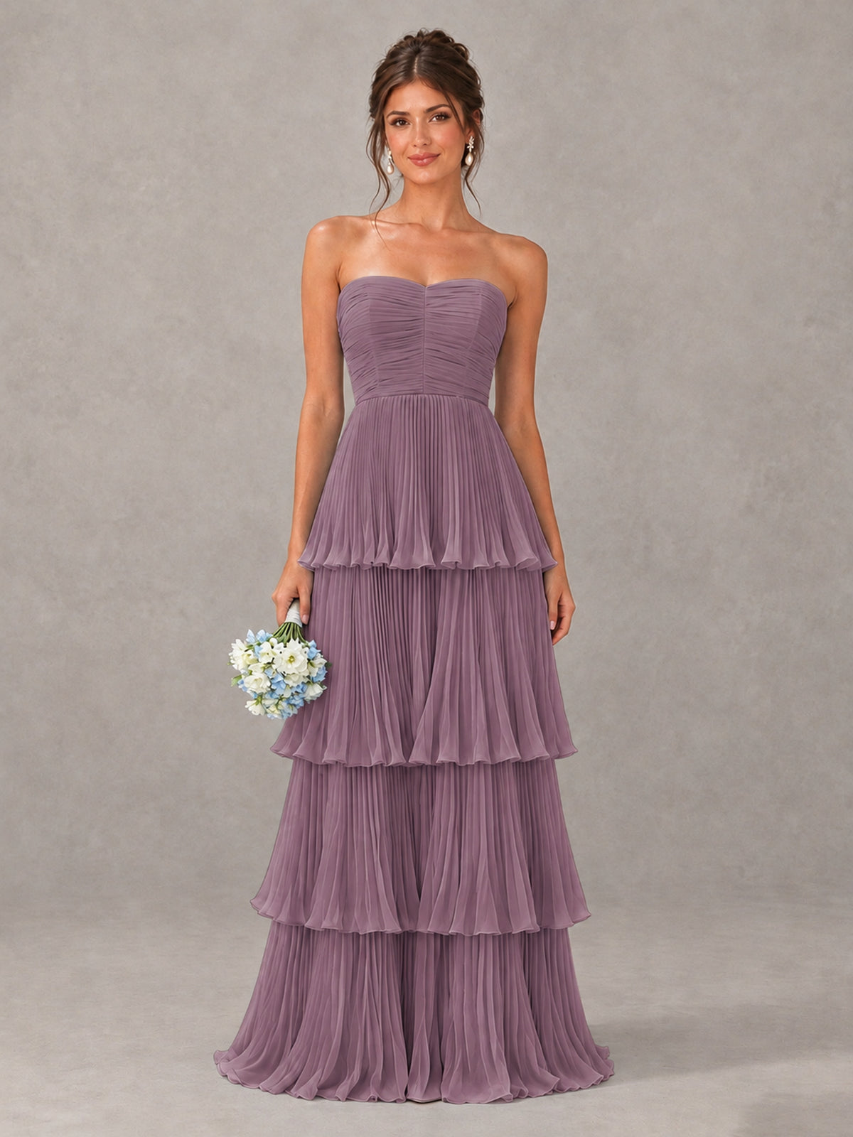 BOLODOO Wisteria Strapless Tiered Pleated Bridesmaid Dress - Wisteria - Wisteria_1