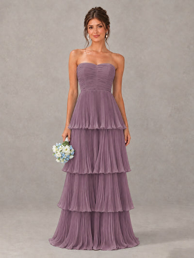 BOLODOO Wisteria Strapless Tiered Pleated Bridesmaid Dress - Wisteria - Wisteria_1