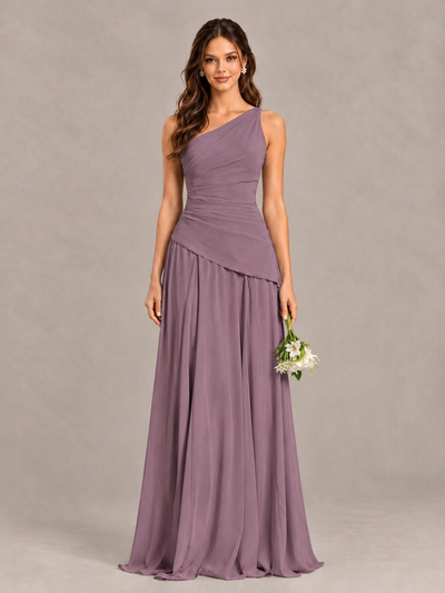 BOLODOO Wisteria One-Shoulder Lace-Up Back Bridesmaid Dress - Wisteria - Wisteria_1