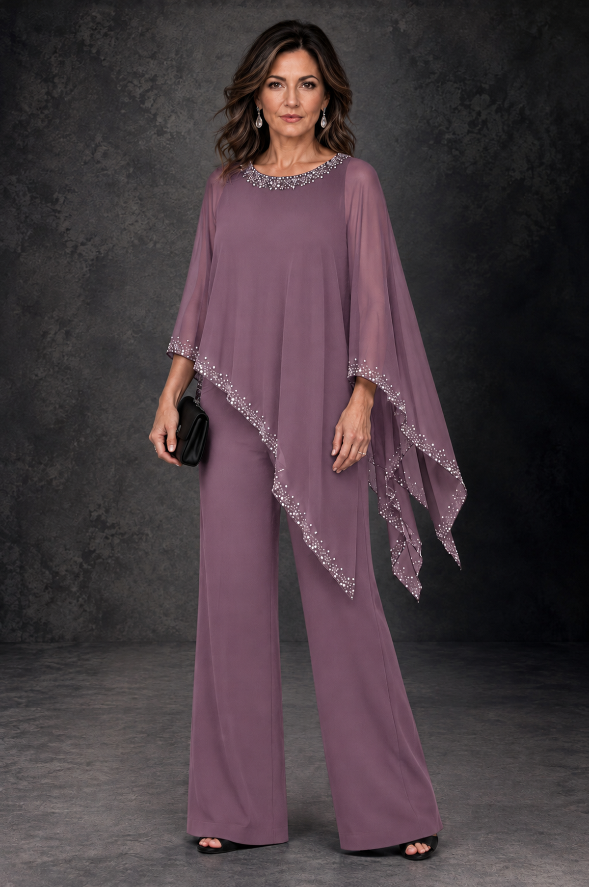 BOLODOO Wisteria Embellished Cape Mother of the Bride Pantsuit - Wisteria - Wisteria_1
