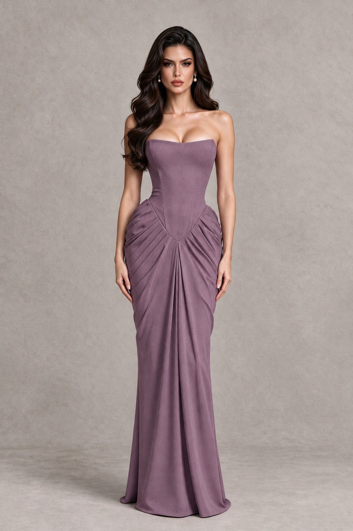 BOLODOO Wisteria Strapless Ruched Corset Evening Gown - Wisteria - Wisteria_1