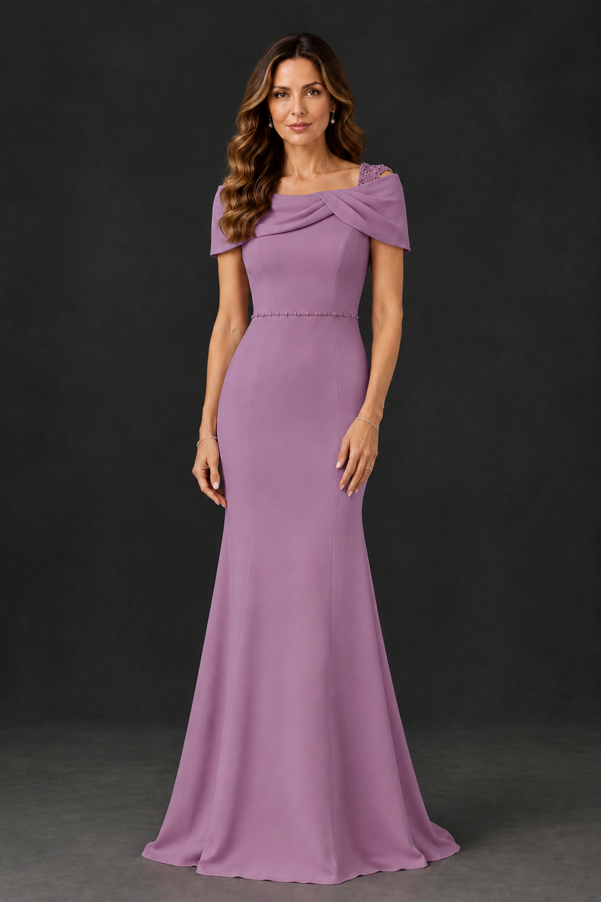 BOLODOO Wisteria Mother of the Bride Dress with Draped Cape Detail - Wisteria - Wisteria_1