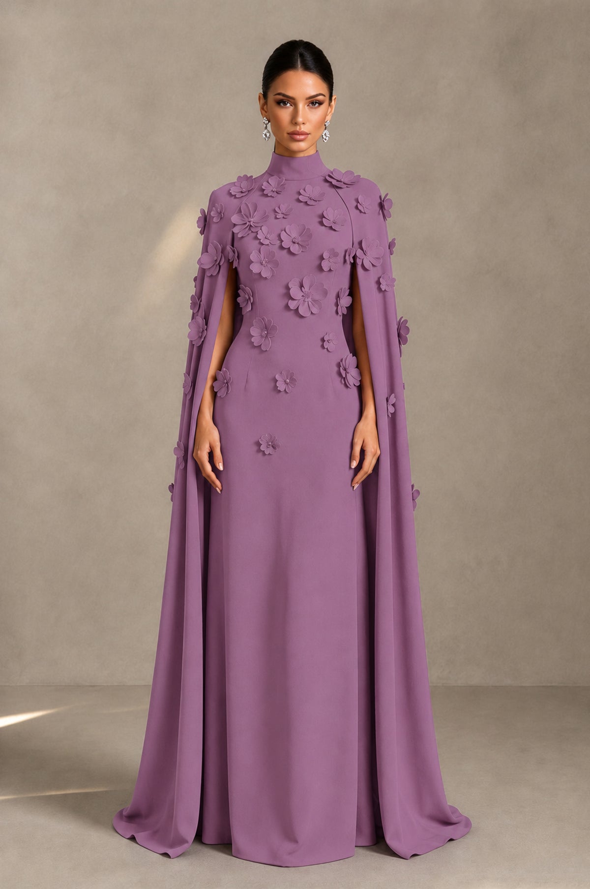 BOLODOO Wisteria 3D Floral Applique Cape Formal Dress - Wisteria - Wisteria_1