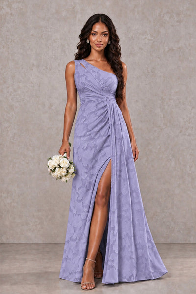 BOLODOO Wisteria One-Shoulder Floral Textured Maxi Dress with High Slit - Wisteria - Wisteria_1