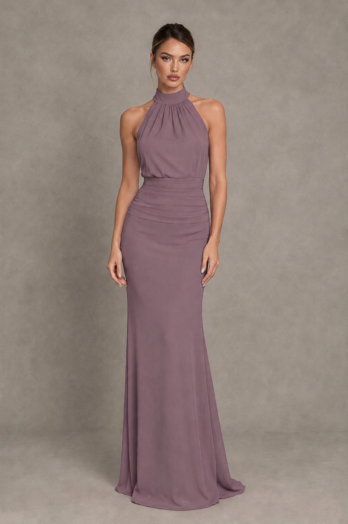 BOLODOO Wisteria Chiffon Halter Maxi Formal Wedding Guest Dress - Wisteria - Wisteria_1