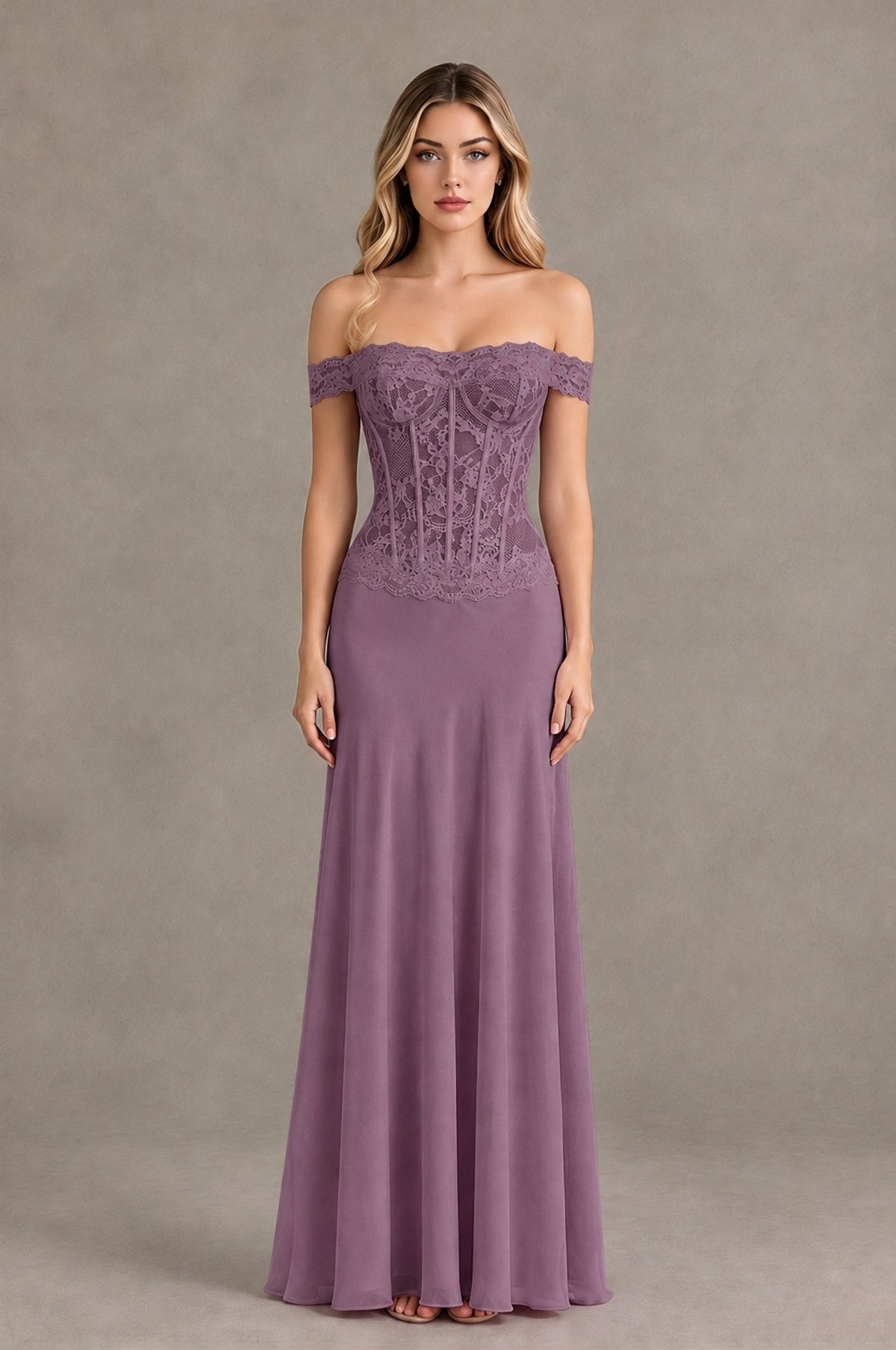 BOLODOO Wisteria Off Shoulder Lace Corset Wedding Guest Dress - Wisteria - Wisteria_1