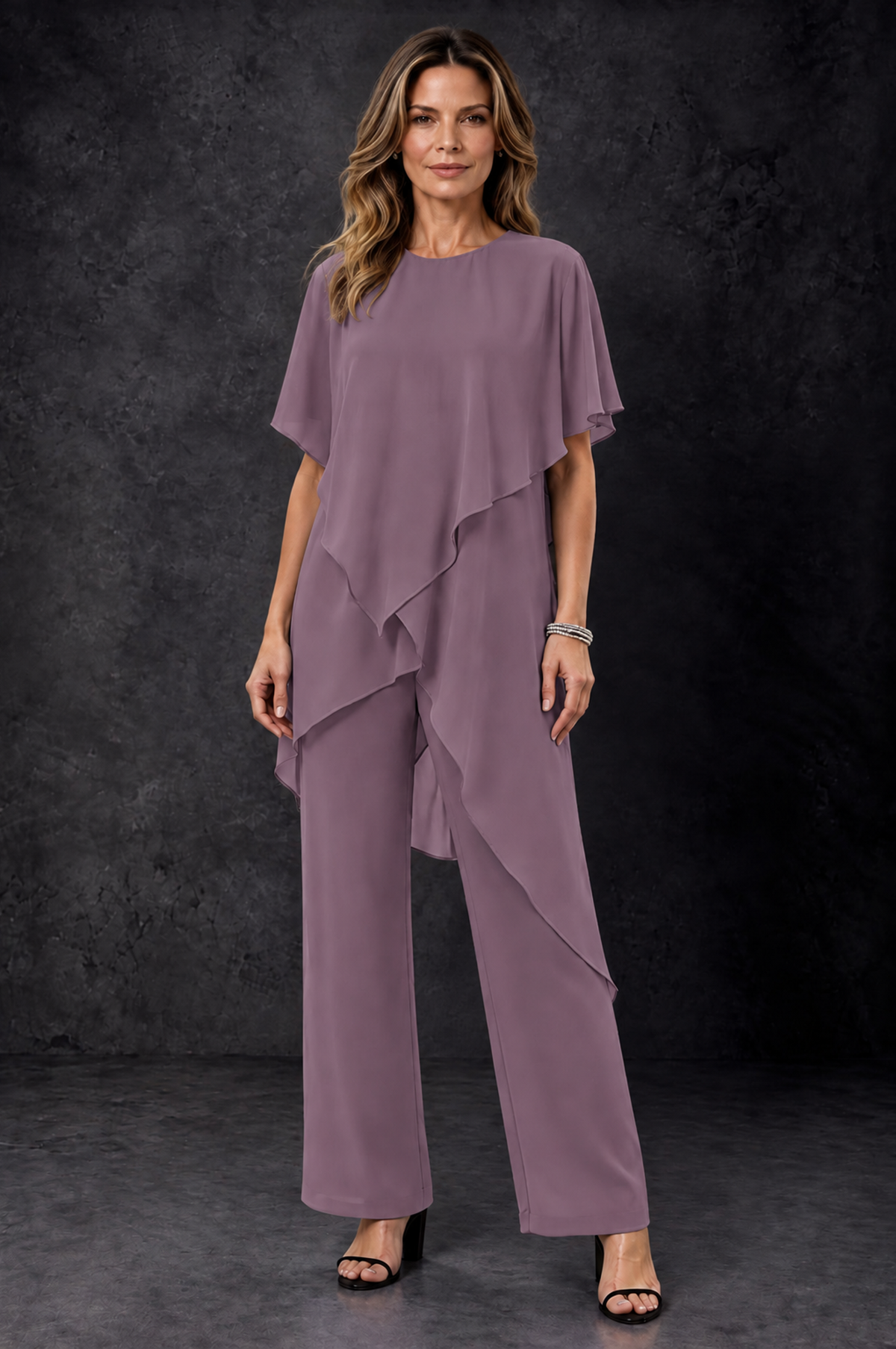 BOLODOO Wisteria Chiffon Two Piece Mother of the Bride Pant Suit - Wisteria - Wisteria_1