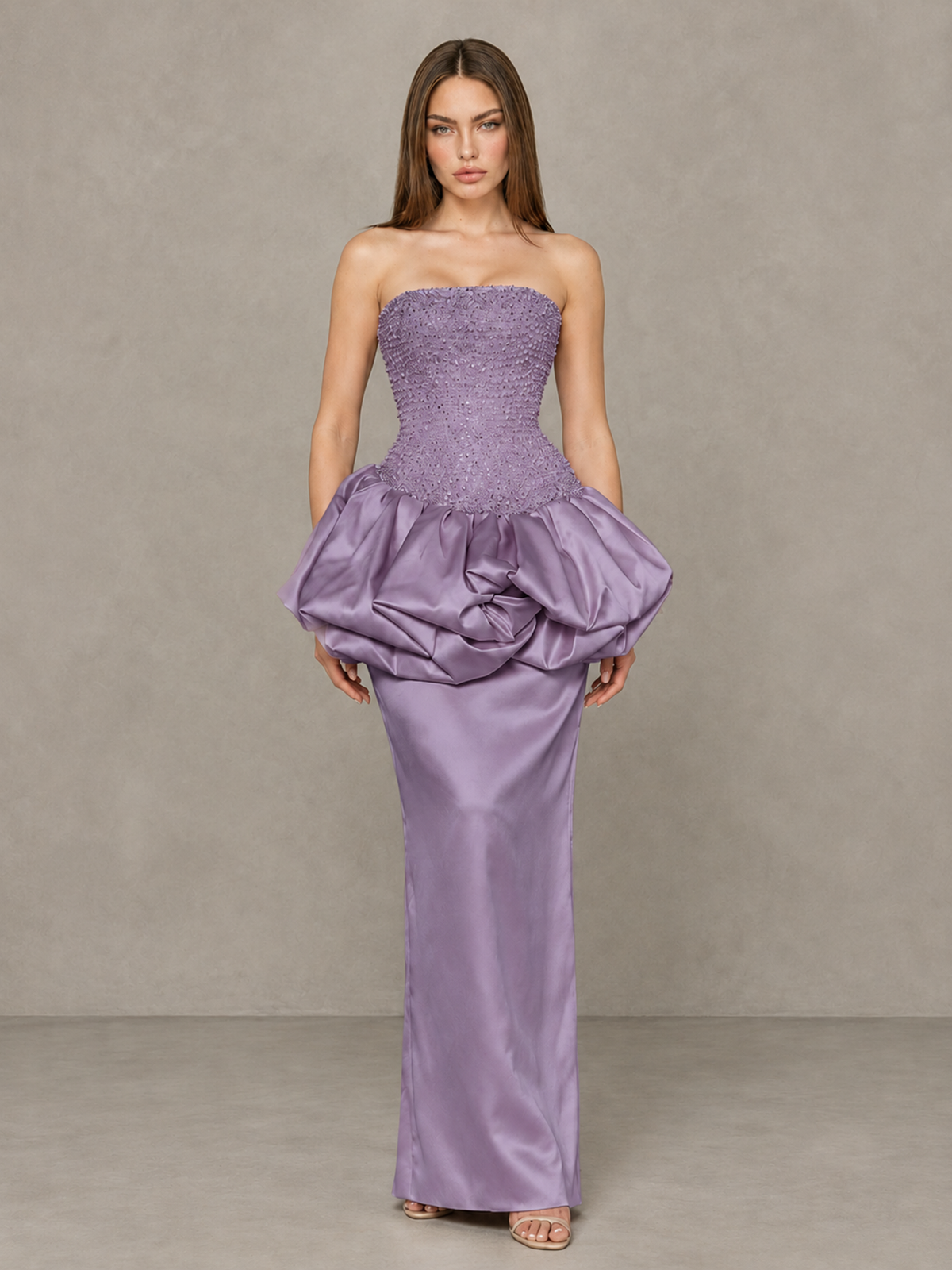 BOLODOO Wisteria Strapless Embellished Bubble Peplum Evening Dress - Wisteria - Wisteria_1