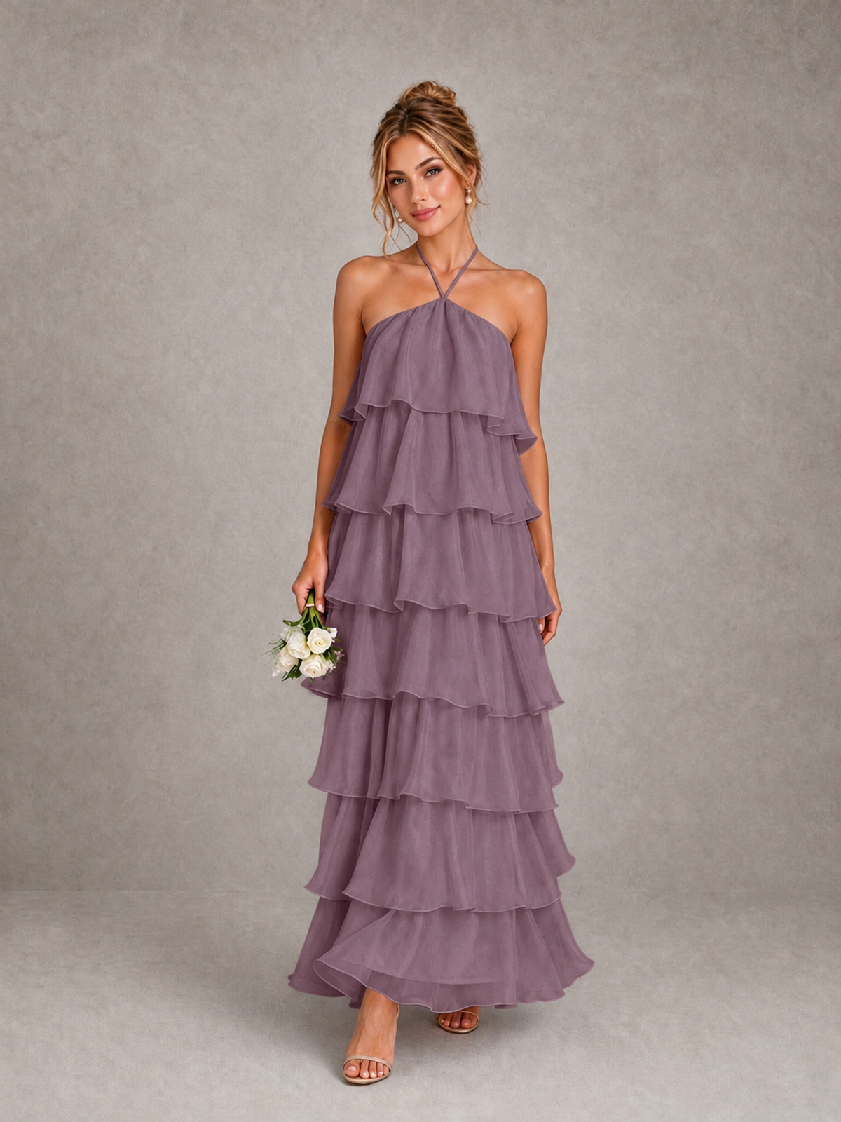 BOLODOO Wisteria Halter Tiered Ruffle Maxi Bridesmaid Dress - Wisteria - Wisteria_1