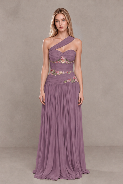 BOLODOO Wisteria One-Shoulder Floral Applique A-Line Evening Dress - Wisteria - Wisteria_1