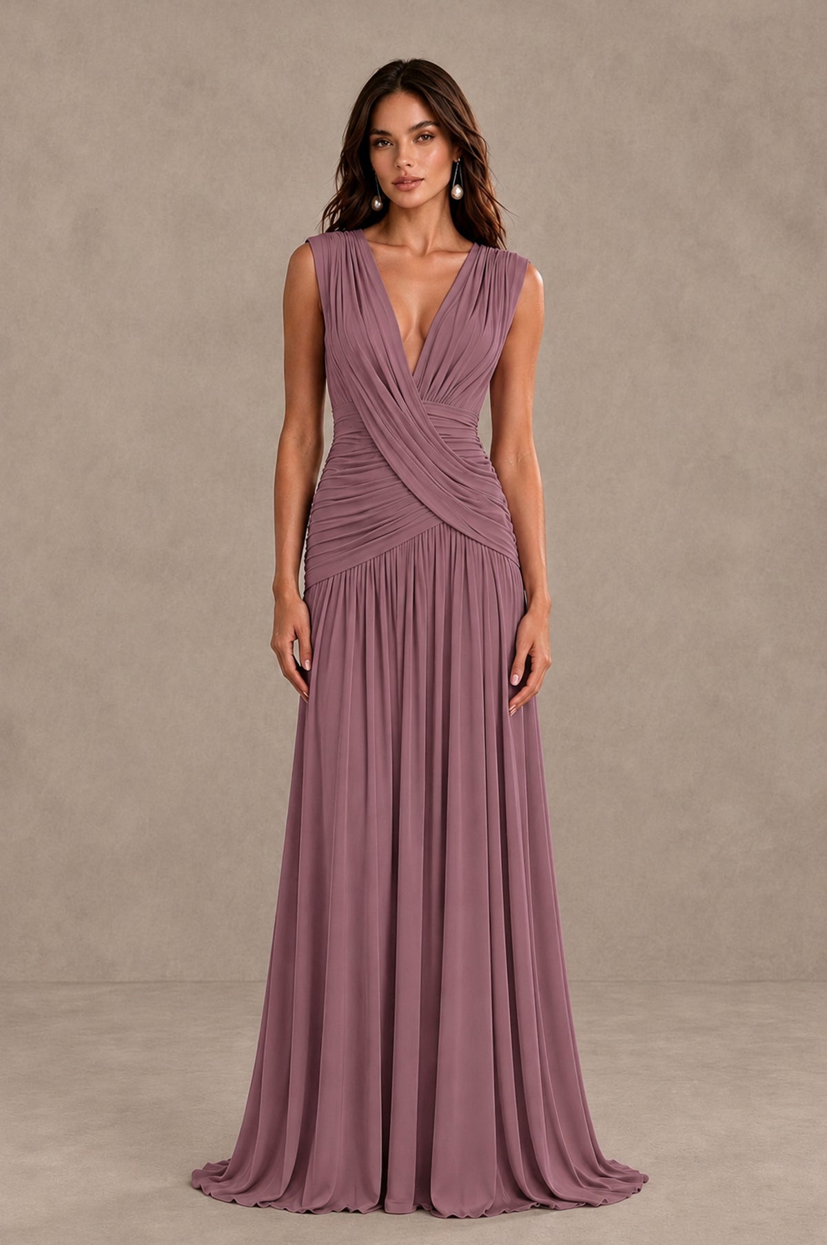 BOLODOO Wisteria V-Neck Ruched Wedding Guest Dress - Wisteria - Wisteria_1