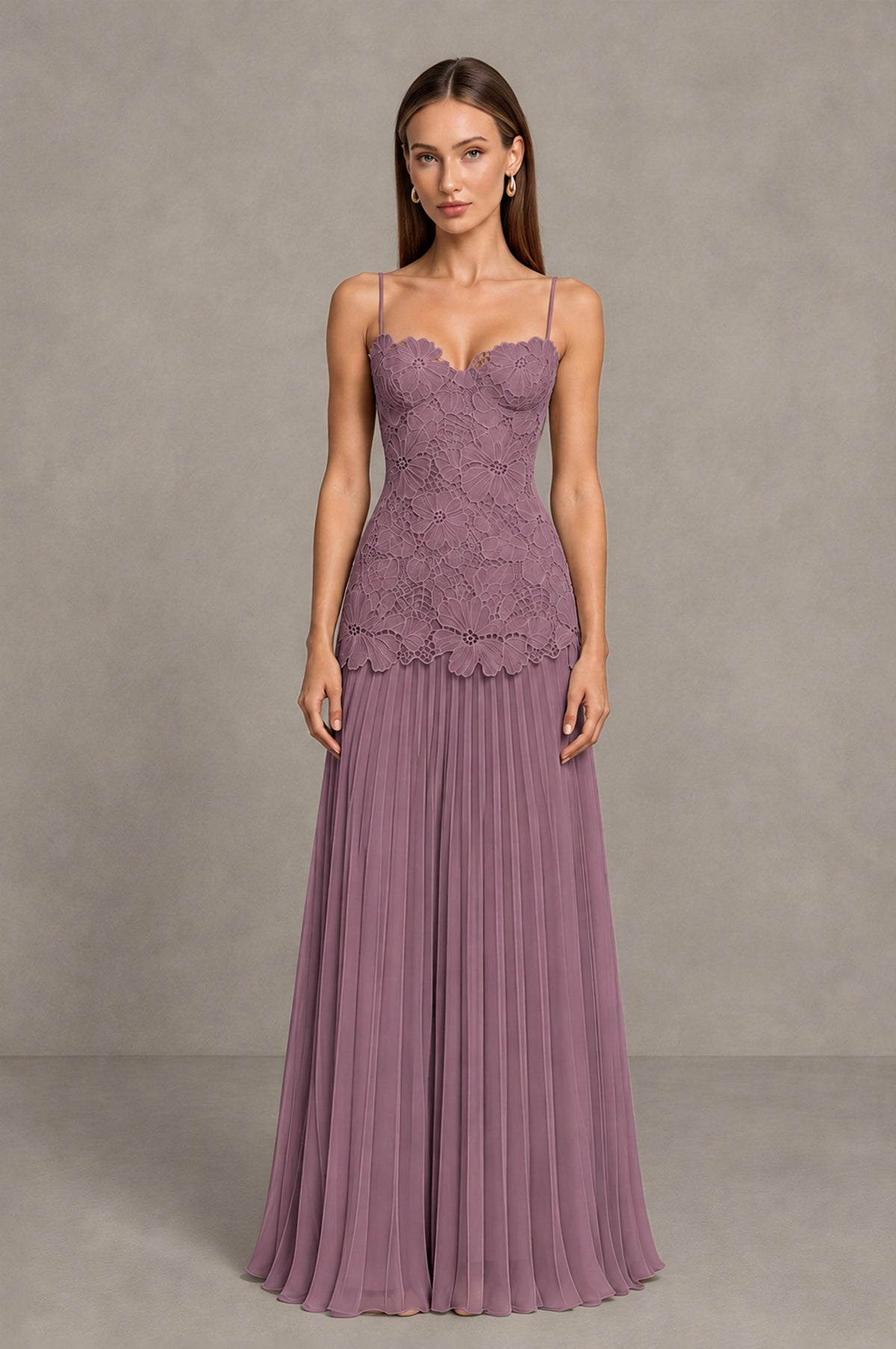 BOLODOO Wisteria Lace Bodice Pleated Wedding Guest Dress - Wisteria - Wisteria_1
