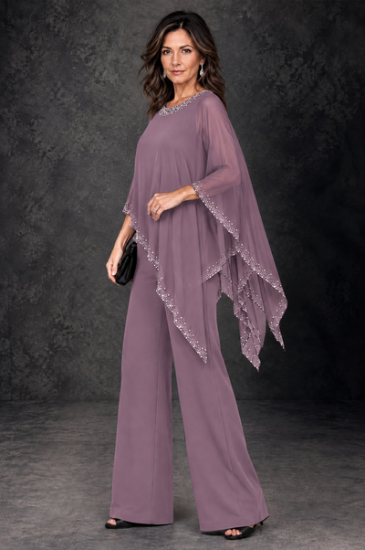 BOLODOO Wisteria Embellished Cape Mother of the Bride Pantsuit - Wisteria - Wisteria_2