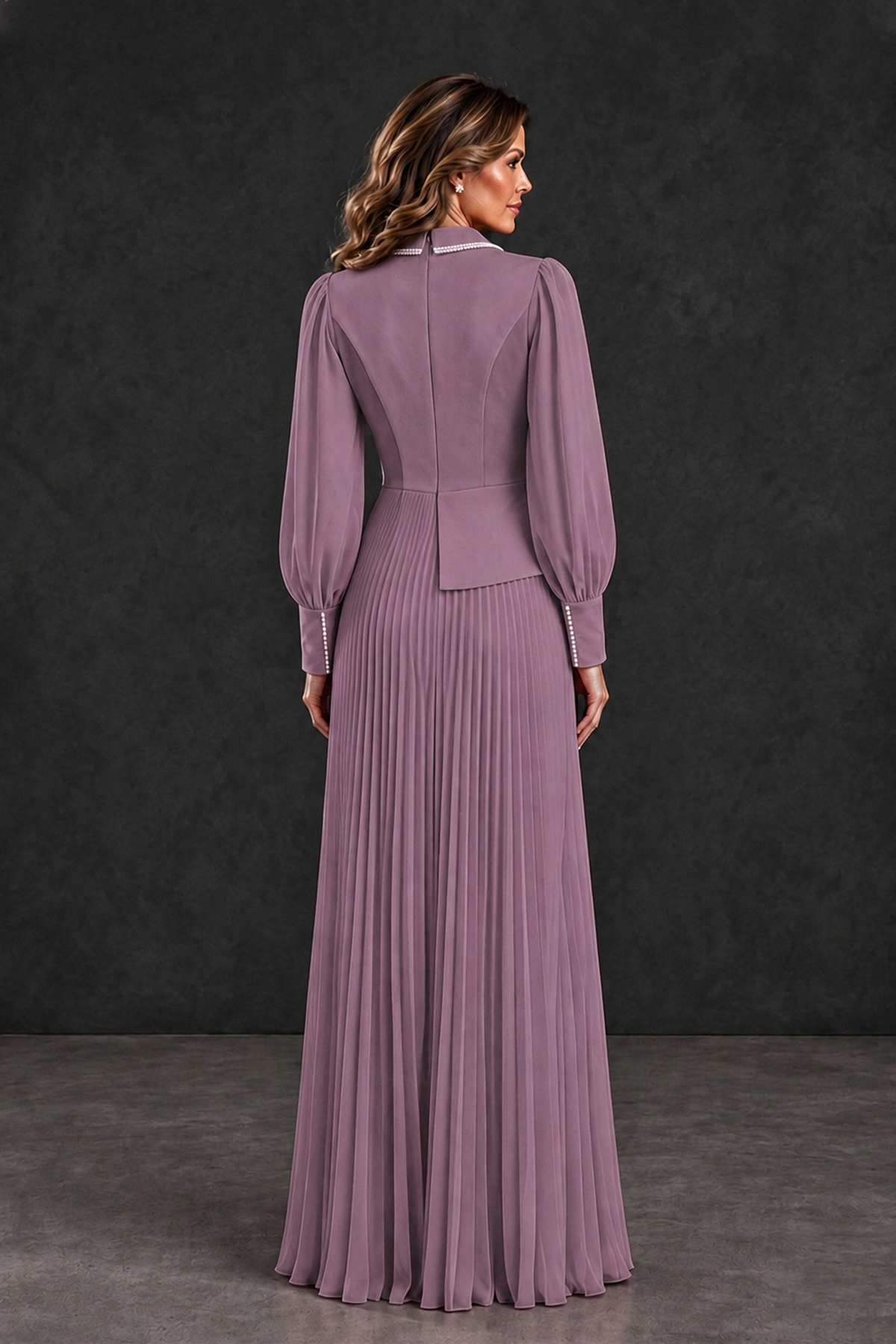 BOLODOO Wisteria Long Sleeve Pleated Mother of the Bride Dress - Wisteria - Wisteria_2