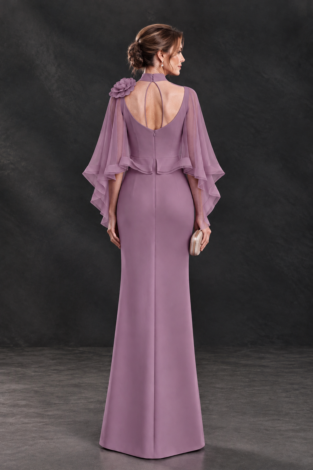 BOLODOO Wisteria Floral Cape Sleeve Mother of the Bride Dress - Wisteria - Wisteria_2