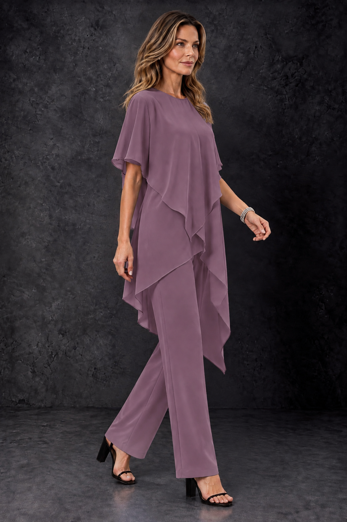 BOLODOO Wisteria Chiffon Two Piece Mother of the Bride Pant Suit - Wisteria - Wisteria_2