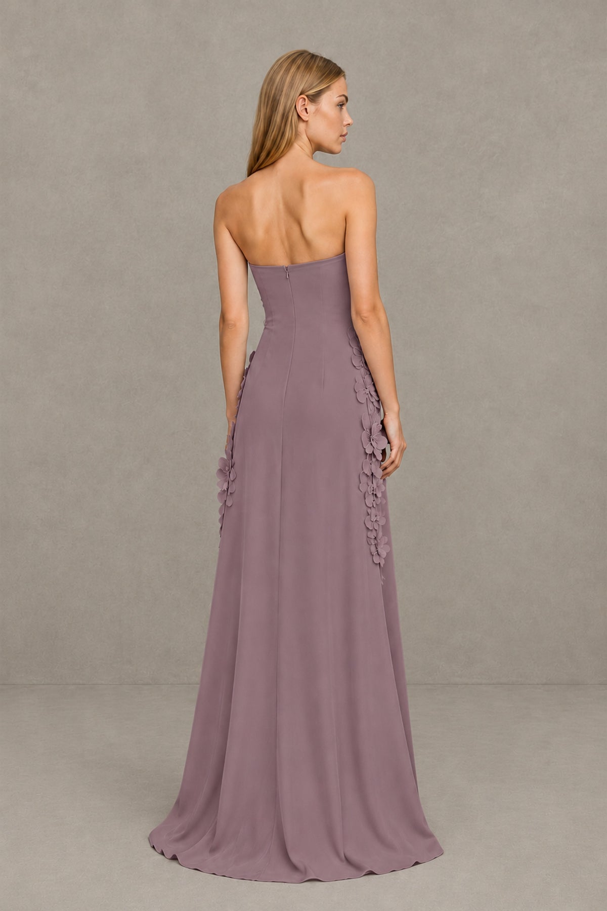 BOLODOO Wisteria Strapless 3D Floral Appliqué Crepe Maxi Gown - Wisteria - Wisteria_2