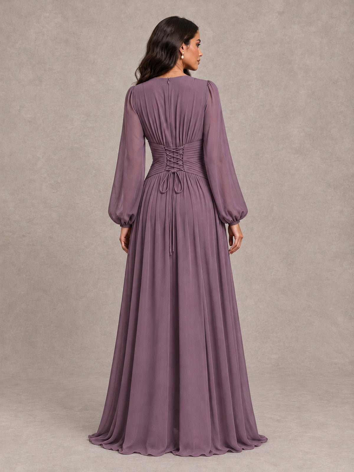 BOLODOO Wisteria Long Sleeve A-Line Bridesmaid Dress - Wisteria - Wisteria_2