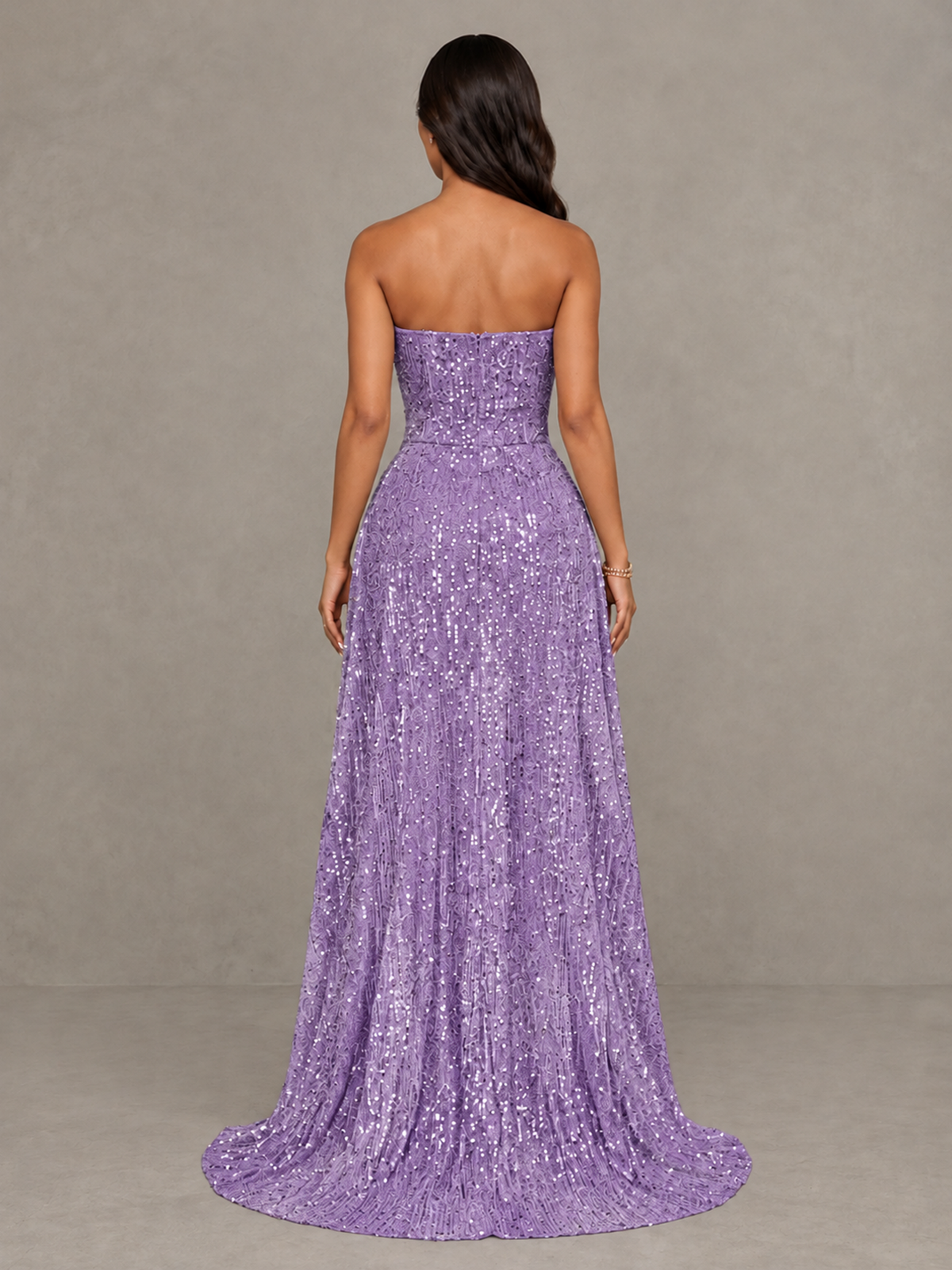 BOLODOO Wisteria Sequin Strapless Mini Dress with High Low Overskirt - Wisteria - Wisteria_2