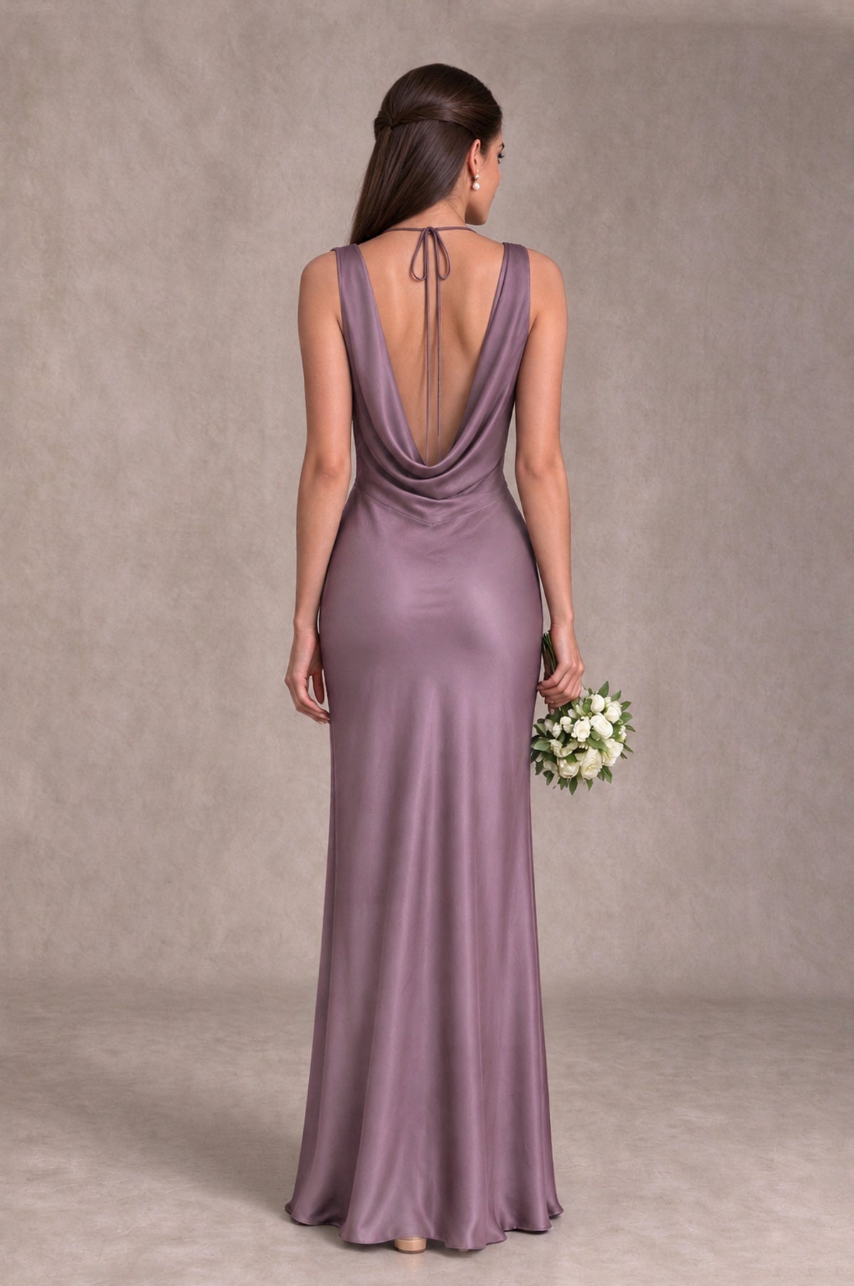 BOLODOO Wisteria Cowl Neck Open Back Satin Bridesmaid Dress - Wisteria - Wisteria_2