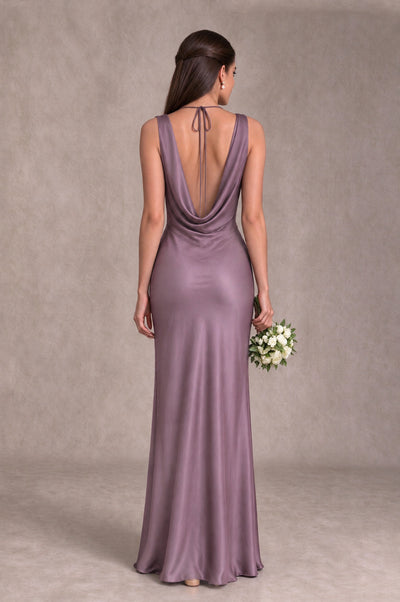 BOLODOO Wisteria Cowl Neck Open Back Satin Bridesmaid Dress - Wisteria - Wisteria_2