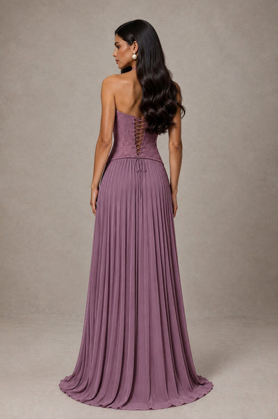 BOLODOO Wisteria Halter Corset Pleated A-Line Evening Dress - Wisteria - Wisteria_2