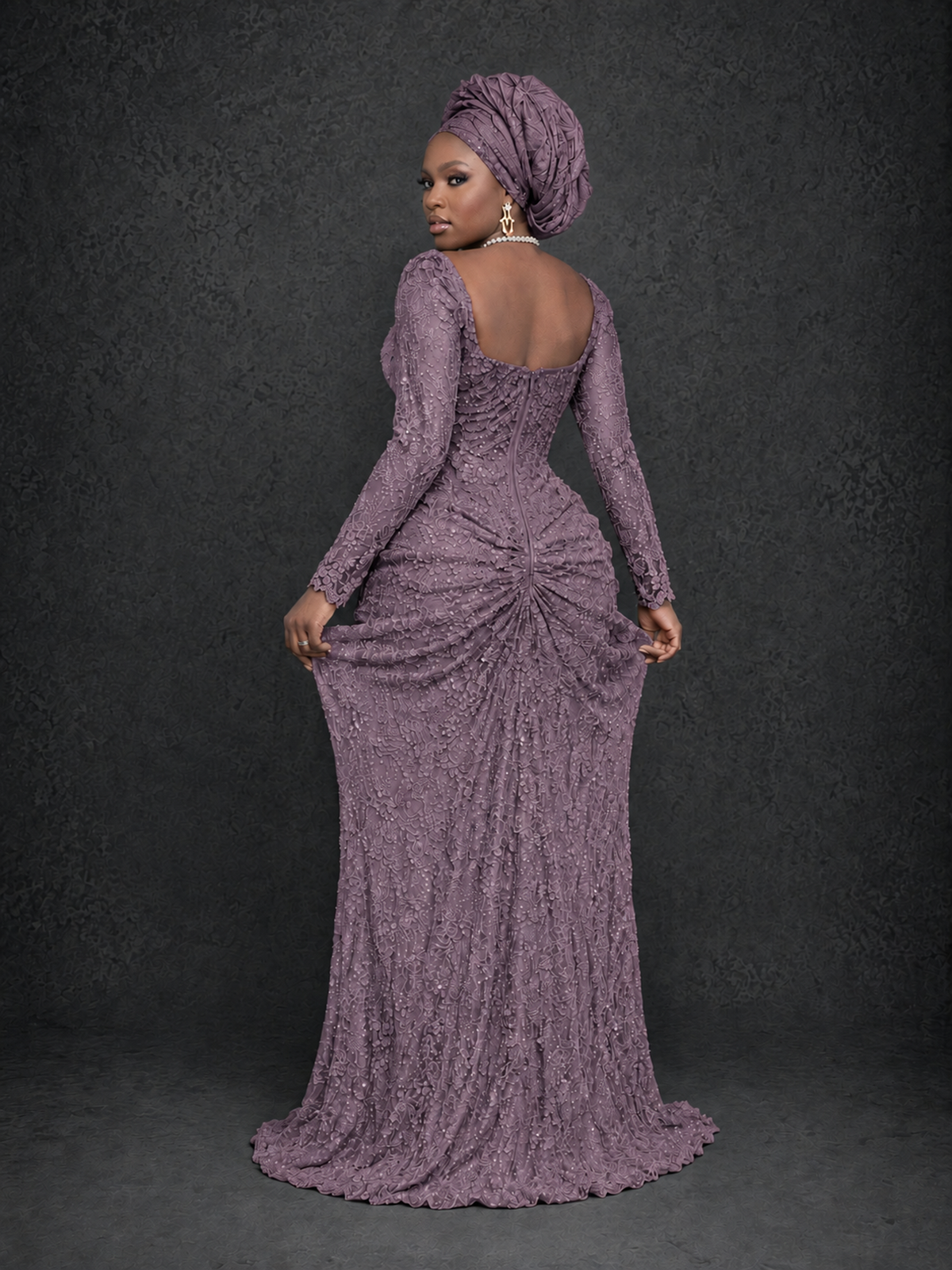 BOLODOO Wisteria Beaded Lace Long Sleeve Mermaid Gown Sweetheart | Mother of the Bride - Wisteria - Wisteria_2