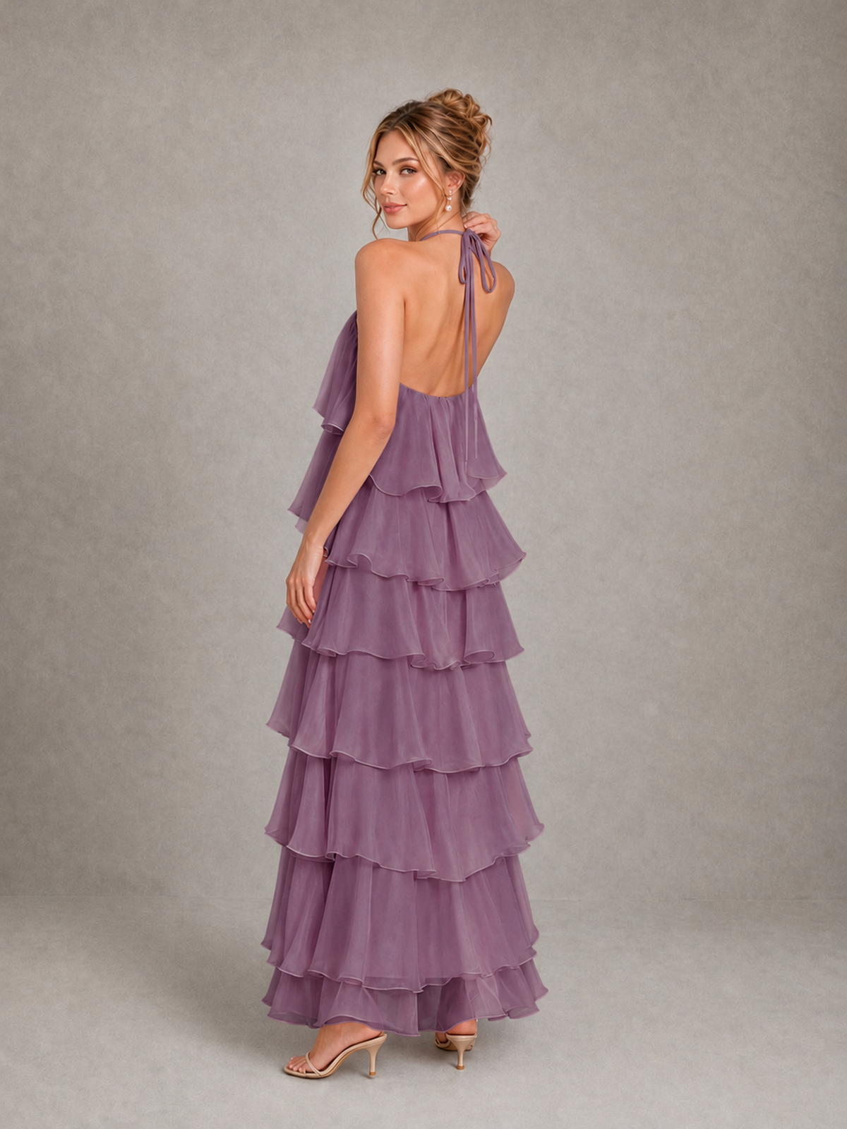 BOLODOO Wisteria Halter Tiered Ruffle Maxi Bridesmaid Dress - Wisteria - Wisteria_2