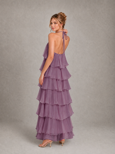 BOLODOO Wisteria Halter Tiered Ruffle Maxi Bridesmaid Dress - Wisteria - Wisteria_2