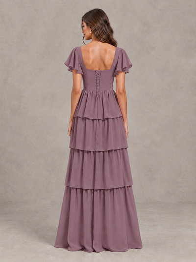 BOLODOO Wisteria Flutter Sleeve Tiered Maxi Bridesmaid Dress - Wisteria - Wisteria_2