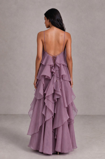 BOLODOO Wisteria Cascading Ruffle Rosette Open-Back Maxi Dress - Wisteria - Wisteria_2