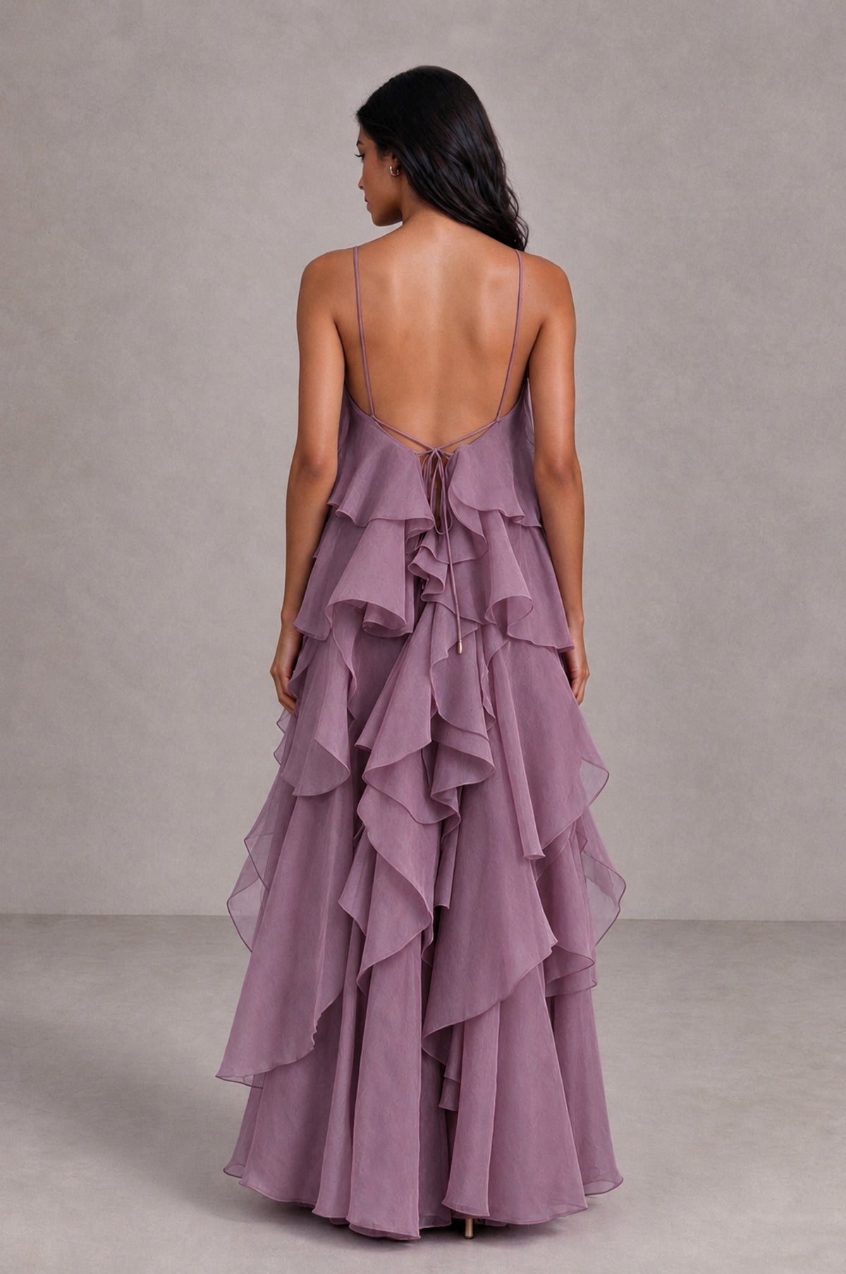 BOLODOO Wisteria Cascading Ruffle Rosette Open-Back Maxi Dress - Wisteria - Wisteria_2