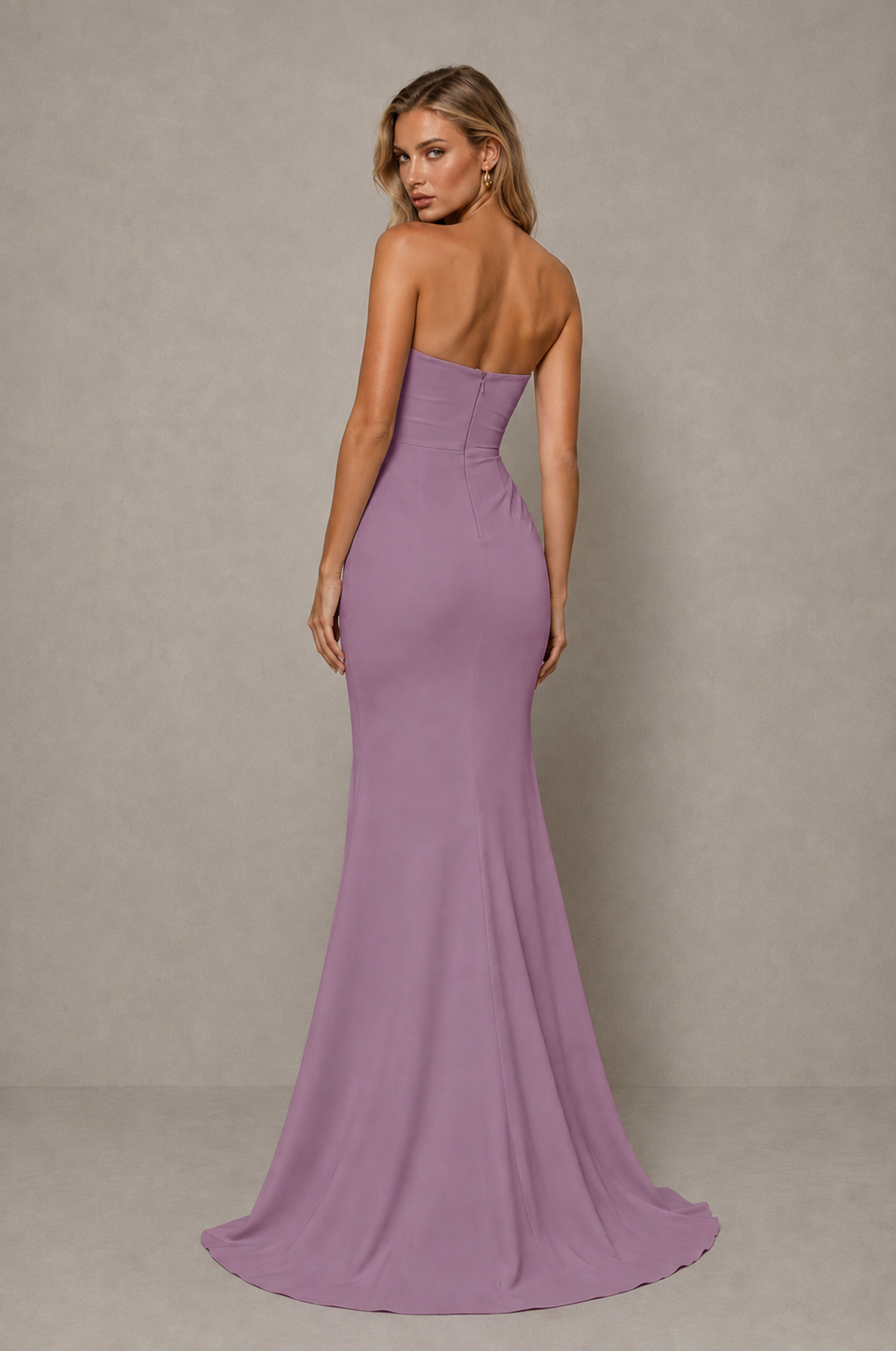 BOLODOO Wisteria Strapless Sweetheart Ruched Mermaid Gown | Cascade Drape Formal Evening Dress - Wisteria - Wisteria_2