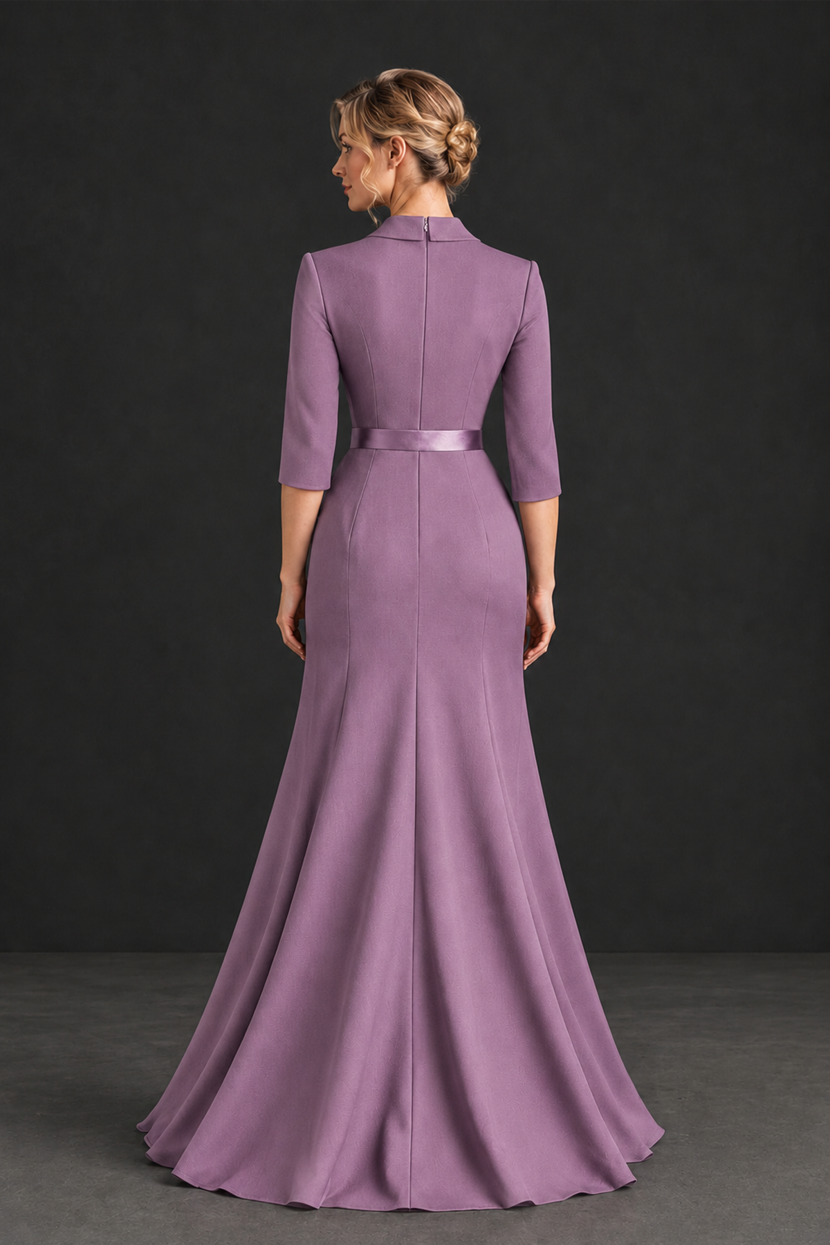 BOLODOO Wisteria Lapel Ruffle Mother of the Bride Dress with Belt - Wisteria - Wisteria_2