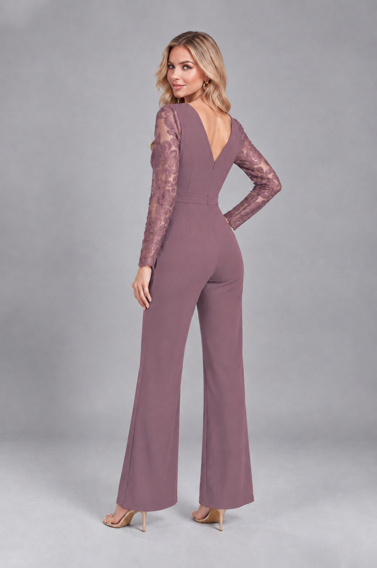 BOLODOO Wisteria Lace Long-Sleeve V-Neck Mother Pant Suit - Wisteria - Wisteria_2