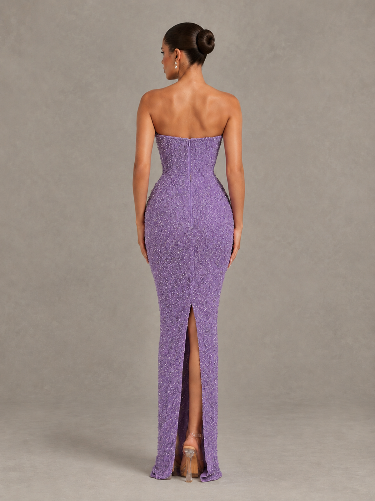BOLODOO Wisteria Strapless Sequin Evening Gown with Floral Neckline - Wisteria - Wisteria_2