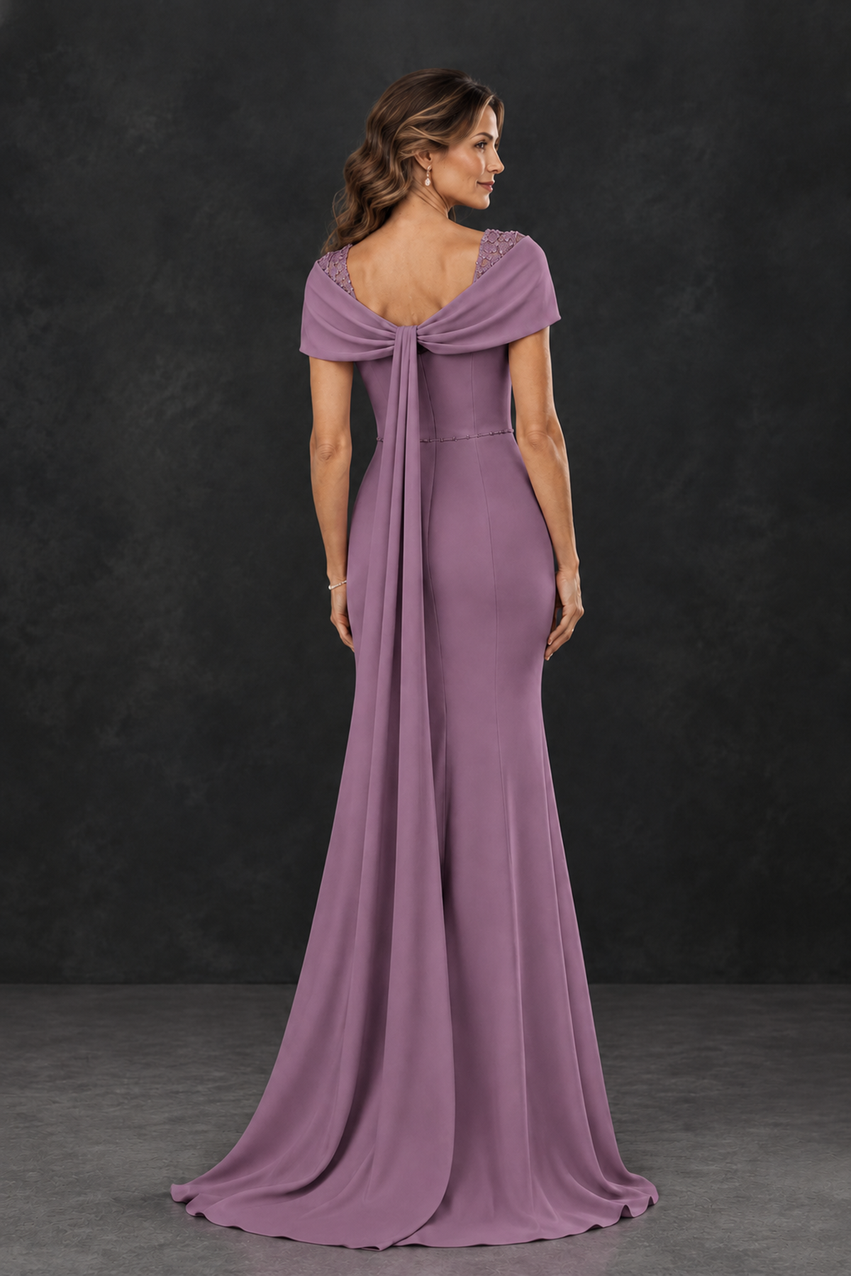 BOLODOO Wisteria Mother of the Bride Dress with Draped Cape Detail - Wisteria - Wisteria_2